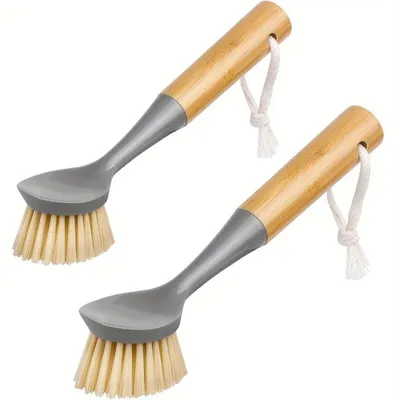 Immagine prodotto di Spazzole per la pulizia della cucina con manico in bambù - confezione da 2 pezzi