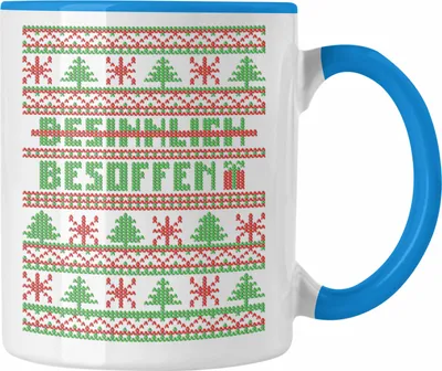 Produktbild von Trendation - Weihnachten Tasse Besinnlich Weihnachtstasse Weihnachtstassen Lustig Glühwein Becher Geschenk Tassen Weihnachtsmarkt Frauen Männer (Blau)