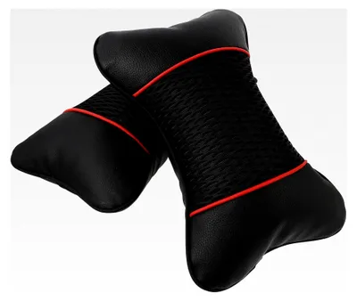 Produktbild von 2er Set 3D Auto Nackenstützkissen Rot Schwarz Ergonomisches Kopfstützenkissen aus Flexiblem Material für Komfort und Unterstützung