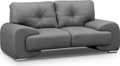 Produktbild von 2-Sitzer Sofa Maxime Lux mit bequemer Sitz Zweisitzer mit Wellenfedern Couch aus Kunstleder im modernes Design, Stoff: vega 88 - grau