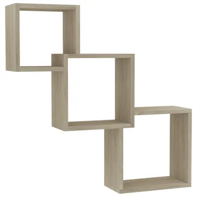 A set of three interlocking cube-shaped wall shelves.
