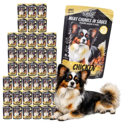 Produktbild von Tuftuf | Nassfutter - Hundefutter - 40x100g - Fleischstückchen mit Geflügel - Nassfutter - Huhn
