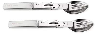 Produktbild von Black Snake Campingbesteck Edelstahl Essbesteck Set mit Dosenöffner - 2 Personen