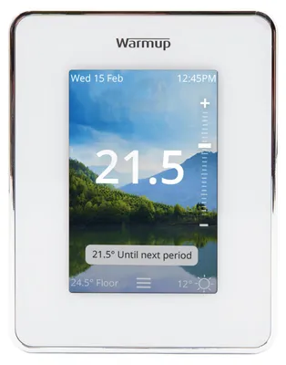 Obrázek produktu pro Warmup 7iE Smart Matter – bílý bezdrátový termostat pro podlahové vytápění, připojení přes Wi-Fi