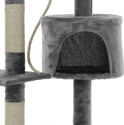 Produktbild von Katzenkratzbaum mit 3 Plattformen und Höhle, Hellgrau