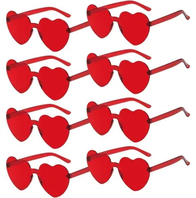 Image de Lunettes de fête en forme de cœur, rouges, lot de 8, pour les fêtes de carnaval et les anniversaires