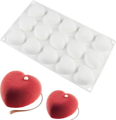Produktbild von Silikonform für Monoportionen HERZEN 15 Nester Desserts Mousses Pralinen