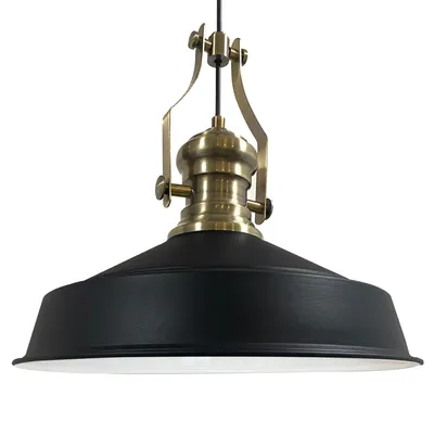 Produktbild von Pendelleuchte Hängelampe Industrial Schwarz Weiß Metall, Ø40cm, E27, Vintage Lampe
