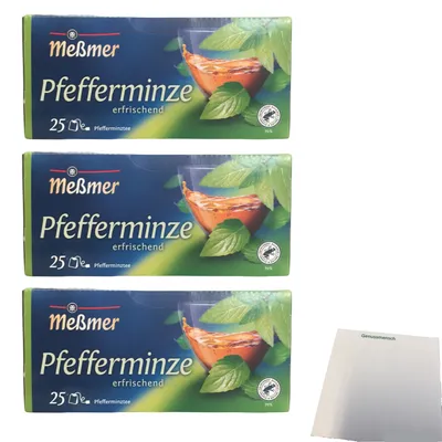 Produktbild von Meßmer Pfefferminztee 25 Teebeutel 3er Pack (3x56,25g) + usy Block