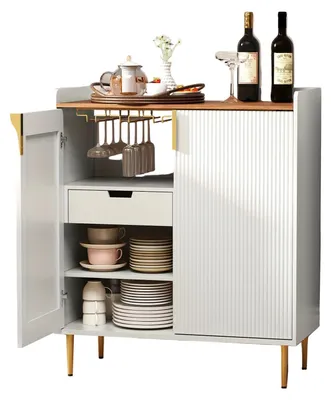 Imagen del producto de Vitrina de madera vintage para vino - Estante para vinos - Mueble de bar - Armario de almacenamiento - Vitrina para bebidas - Capacidad para 9 botellas