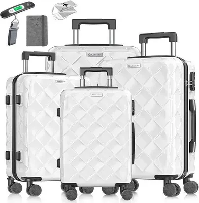 Produktbild von Famanu Reisekofferset 4-teilig - Hardschalige Koffer mit 360° Rädern und Zahlenschloss