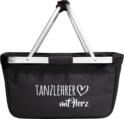 Produktbild von Huuraa Einkaufskorb Tanzlehrer mit Herz 20 Liter Black faltbarer Tragekorb Geschenkidee