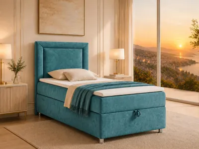 Produktbild von Best for Home Boxspringbett mit Bettkasten Trinity K3-SINGLE 80x200 Bonellfederkern inkl. Topper - Turkis