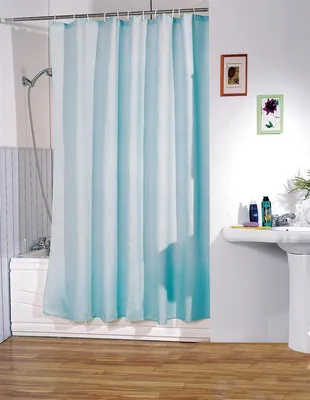 Produktbild von MSV Anti-Schimmel Duschvorhang - Anti-Bakteriell, waschbar, wasserdicht, mit 12 Duschvorhangringen - Polyester, „Hellblau“ 120x200cm