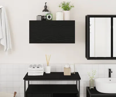 Produktbild von "Rabatt 2026"Bad-Wandschrank Schwarz 60x25x30 cm Holzwerkstoff - Spiegelschränke GermanyMöbel80909