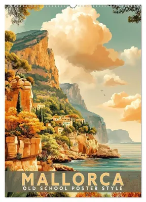 Produktbild von Mallorca - Old School Poster Style (Wandkalender 2027 DIN A2 hoch), CALVENDO Monatskalender