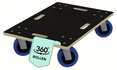 Produktbild von HAGO24 Transportroller 40 x 60 cm 800 kg Tragkraft Möbelroller Multiplex 18mm Rollbrett CNC-gefräst Gummirollen 360° drehbar Griffmulden Rutschfest Umzug Werkstatt Lager