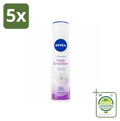 Immagine prodotto di 5 deodoranti spray NIVEA Fresh Sensation - 150 ml - confezione grande - 5 pezzi