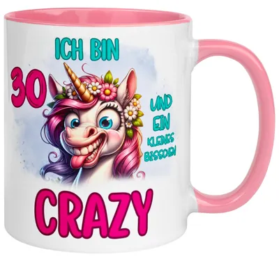 Produktbild von Tasse 30. Geburtstag Frau – „Ich bin 30 und ein kleines bisschen Crazy“ – Geschenk zum Geburtstag Frauen