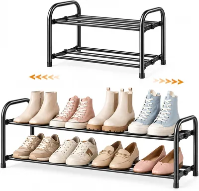 Obrázek produktu pro Stojan na boty – Úsporný design – 2 úrovně – Kovový stojan – Nastavitelný
