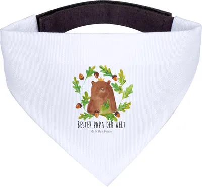 Produktbild von Mr. & Mrs. Panda Halstuch Für Hunde Bär König - Weiß - Geschenk, Vatertag, Teddy, Tuch, Hundehalstuch, Hund, Vater, Daddy, Papa, Dad
