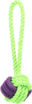 Produktbild von Flamingo Hundespielzeug Gropa Zerrseil & Knotenball grün/violett
