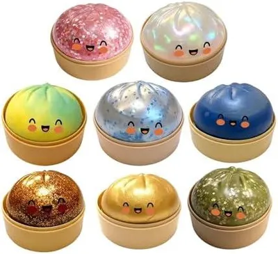 Produktbild von Dumpling Squishies 2026, superweiche Knödel mit Dampfgarer-Box, 10 cm großer Glitzer-Knödel-Dampfgarer, riesiger, extra großer Squishy-Knödel als Stressball und sensorisches Spielzeug zur Angstbewältigung für Kinder und Erwachsene