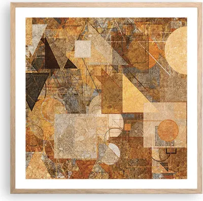 Produktbild von Gerahmtes Poster - Rahmen in heller Eiche - Abstraktion Figuren Geometrisch - 60x60 cm - Wand Bild - Wanddeko - Wandbilder - Kunstposter - Wandposter - Bilderrahmen - Bilder - P2NAC60x60-4387