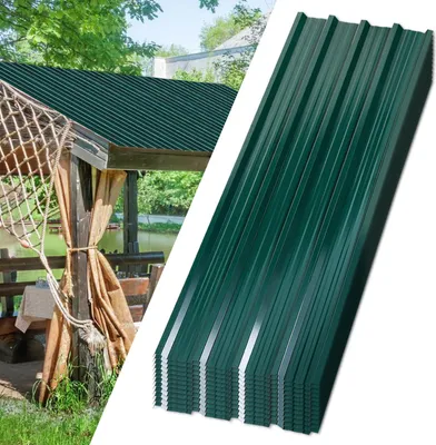 Obrázok produktu pre Peviasot 36x strešné plechy s vlnitým povrchom 129x46 cm, zelené, pozinkované, strešný plech na záhradný domček