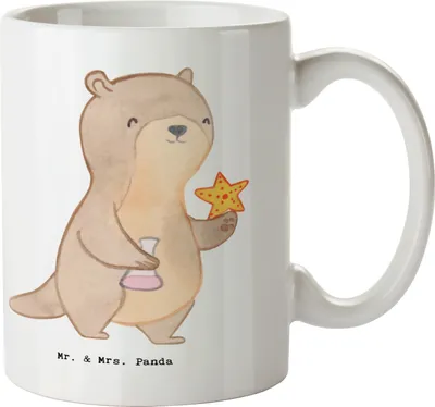 Produktbild von Mr. & Mrs. Panda Kaffeetasse Meeresbiologe Herz - Weiß - Geschenk, Keramiktasse, Studium, Trinkbecher, Naturwissenschaftler, design tasse, Becher