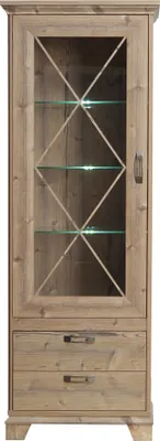 Produktbild von Vitrine >Nepal< in Fichte Nachbildung und Klarglas - 75,6x209,2x45cm (BxHxT)