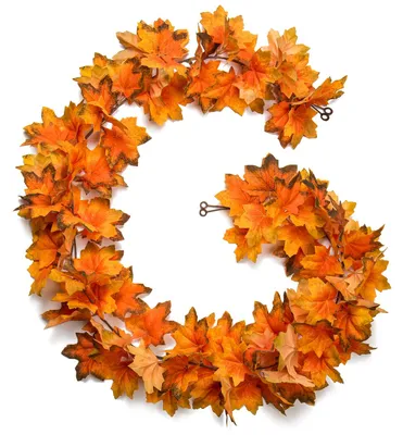 Produktbild von Set mit 2 künstlichen Herbstgirlanden mit Ahornblättern, Herbstdekoration für Thanksgiving, drinnen und draußen für Haus, Garten, Hochzeit, Kamin, Party, Erntedankfest, 170 cm