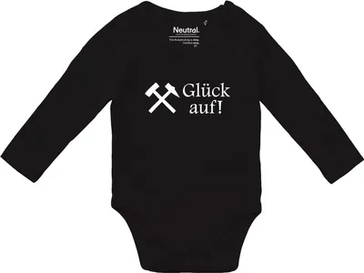 Produktbild von Huuraa Baby Body Glück auf! Ruhrpott 74 Black  Baumwolle Fairtrade Langarmbody Geschenkidee