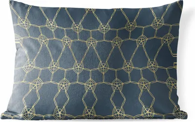 Produktbild von MuchoWow® Outdoor Kissen - Muster - Blau - Gelb - 60x40 cm - Wetterfest - Lounge Kissen - Zierkissen - Kissen für Innenräume