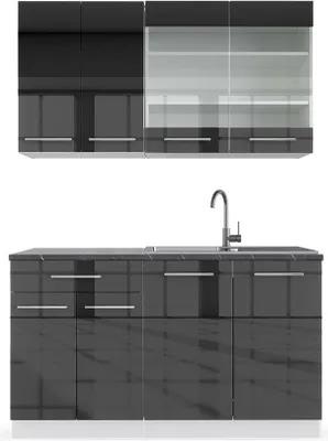 Zdjęcie produktu dla Pojedyncza kuchnia Vicco Fame-Line Antracytowy wysoki połysk/biały 140 cm , BP Antracyt, Model 42732