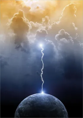Produktbild von Wallario Poster - Gewitter über der Erde, Kunstdruck Größe: 70 x 100 cm