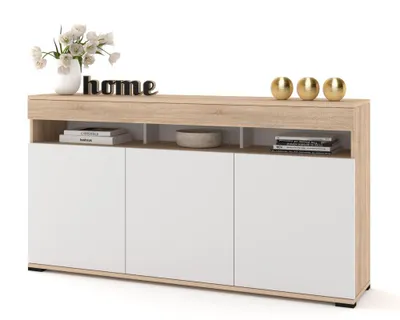 Produktbild von Große Kommode Fernsehschrank LUNA 3D Golden Sonoma Eiche/Weiß Matt 160cm