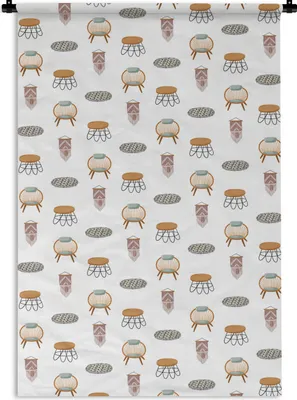 Produktbild von MuchoWow® Wandteppich Wandbehang Wohnzimmer - Muster - Farben 90x135 cm Tapisserie Dekoration Wandtuch - Baumwolle - Wandskulptur