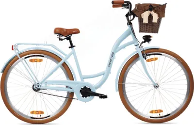 Produktbild von Goetze Style 28 Zoll City Bike, 18 Zoll Tiefeinsteigerrahmen, 1-Gang mit Rücktritt & V-Bremse & , LED-Beleuchtung, Komfortsattel, Rattankorb