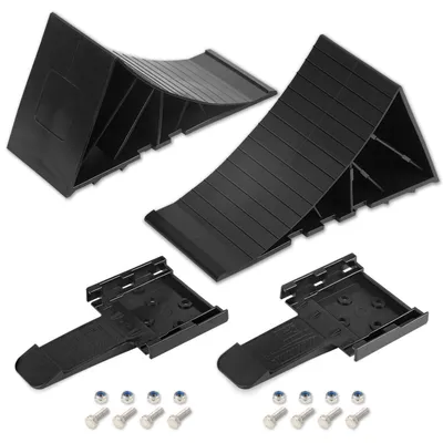 Image de Jeu de 2 cales de nivellement avec matériel de montage | Supports de roue pour remorques, camping-cars et caravanes | Jusqu'à 1600 kg | Noir