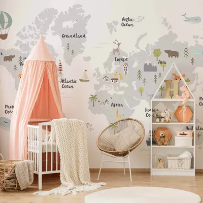 Produktbild von Selbstklebende Folie Fototapete - Minimalist Map for Children's Room 343x245 cm Für Kinder k-C-10035-a-a