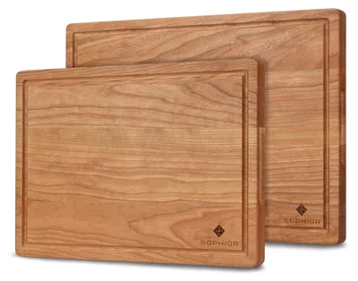 Produktbild von Cherryholz-Schneidebrett-Set – 2 Schneidebretter (35 x 25 cm + 42 x 30 cm)