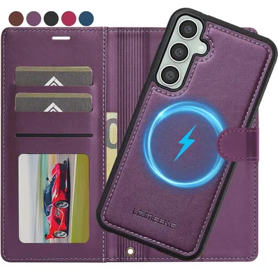 Produktbild von Handyhülle für Samsung Galaxy A17 4G/5G, 2-in-1 magnetische Klapphülle, Leder, RFID-Blocker, Ständer, lila