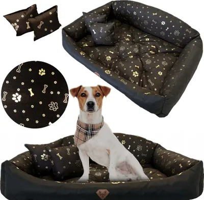 Obrázek produktu pro Pelíšek Pro Psy Voděodolná Sofa 115X95 Cm Shell Podestýlka Polštáře Gauč Pohovka Kosti Zlato