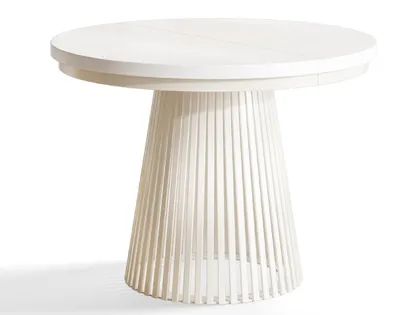Imagen del producto de Mesa Comedor Extensible Nero, Patas Metálicas, Mesa de Comedor Redonda, Mesa de Salón, 100 cm, Blanco
