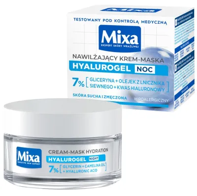 Zdjęcie produktu dla Mixa Hyalurogel Noc Nawilżający Krem Do Twarzy Z Kwasem Hialuronowym 50ml