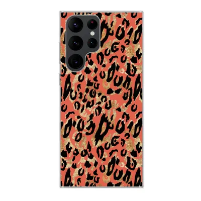 Produktbild von MuchoWow® Handyhülle Schutzhülle Hülle für Samsung Galaxy S22 Ultra Pantherdruck - Gold - Rosa Silikon Softcase Handy Hülle - Abbildung