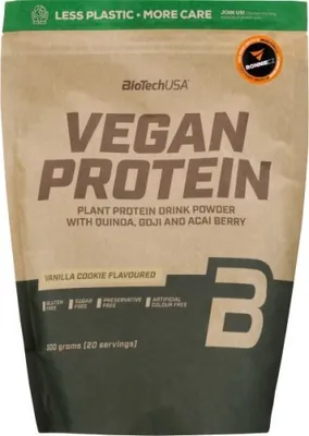 Productafbeelding van BioTechUSA Vegan, poeder, erwteneiwit, rijstproteïne, chocolade, kaneel, L-Arginine, L-Glutamine, 19 g, 106 kcal