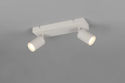Image de Plafonnier, métal, gris, 2 flammes, orientable, L 30 cm