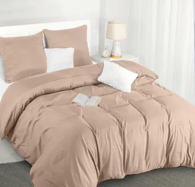 Produktbild von Famanu Bettwäsche Set 200 x 200 cm - Mikrofaser Bettbezug 200 x 200 cm + 2 Kissenbezüge 80 x 80 cm - Beige